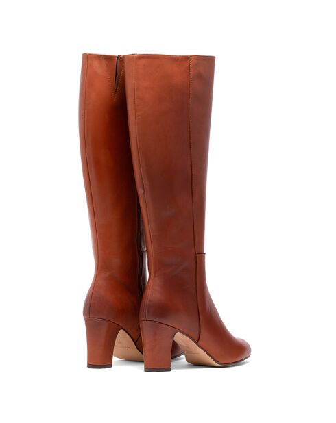 Arantxa braune, kuschelige Lederstiefel - 6,5 cm Absatz