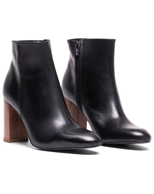 Bottines Conchita en cuir coy noires - Talon 10 cm