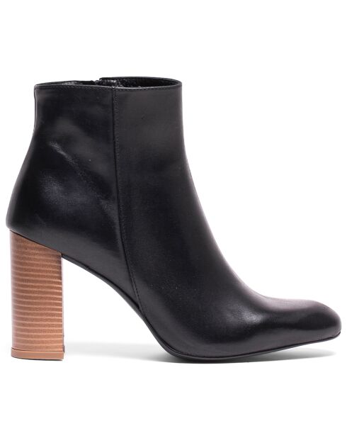 Bottines Conchita en cuir coy noires - Talon 10 cm