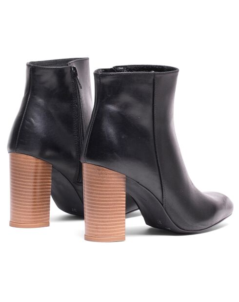 Bottines Conchita en cuir coy noires - Talon 10 cm