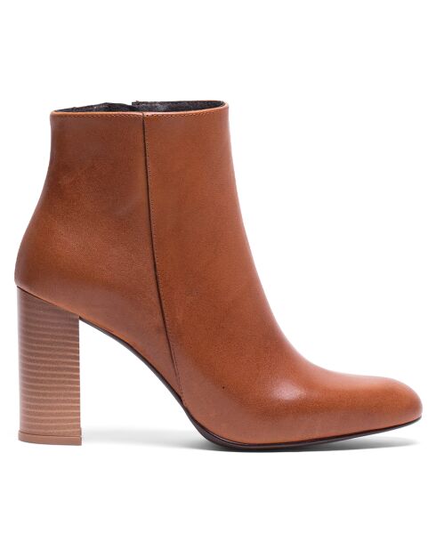 Bottines en Cuir Conchit cognac - Talon 7.5 cm
