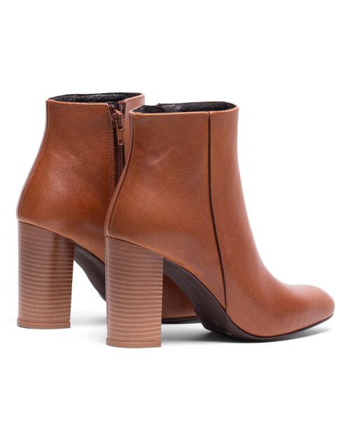 Bottines en Cuir Conchit cognac - Talon 7.5 cm