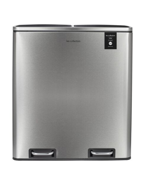 Poubelle de tri à pédale inox - 2x30L