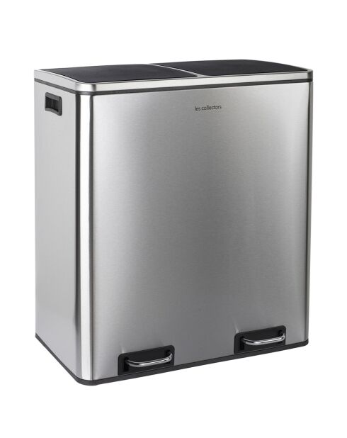 Poubelle de tri à pédale inox - 2x30L