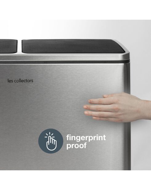 Poubelle de tri à pédale inox - 2x30L