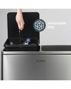 Poubelle de tri à pédale inox - 2x30L
