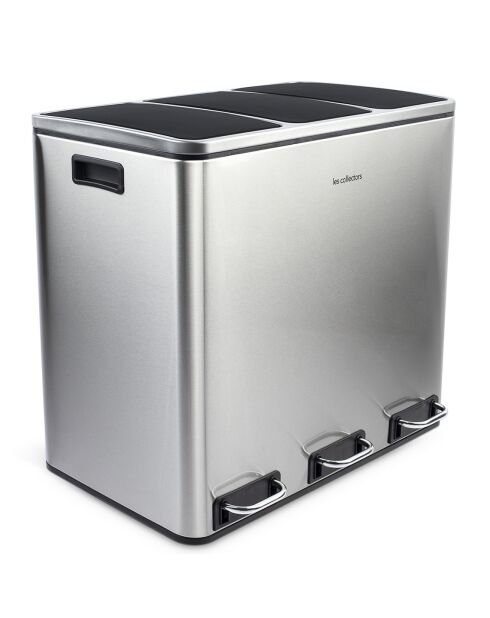Poubelle de tri à pédale inox - 3x18L