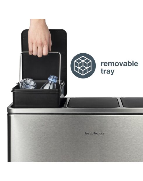 Poubelle de tri à pédale inox - 3x18L