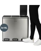 Poubelle de tri à pédale inox - 3x18L
