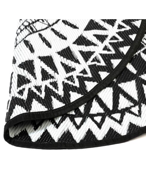 Tapis extérieur rond Maori noir/blanc - D.150 cm