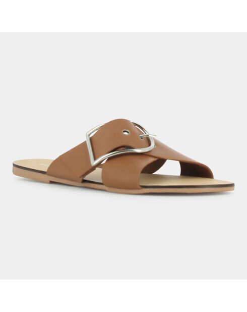 Mules en Cuir Jasmine cognac