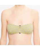 Haut de maillot bandeau Leah à carreaux vert anis/gris