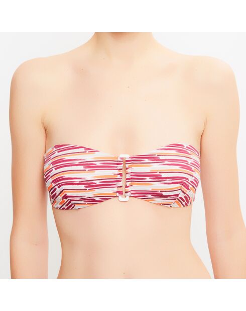 Haut de maillot bandeau Leah à rayures framboise/orange
