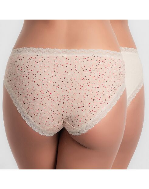 2 Culottes Cotton Fancy beige/rouge/rose