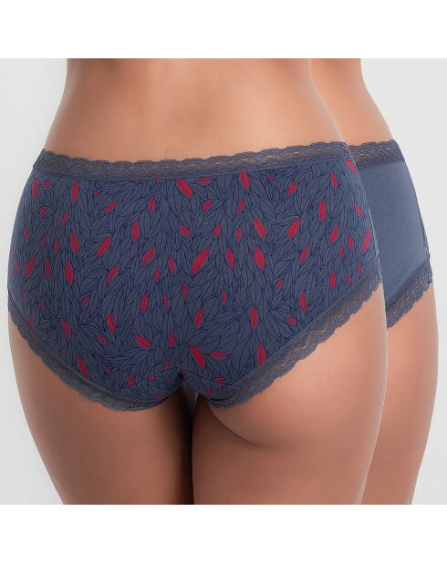 2 Shorties Cotton Fancy bleu/rouge