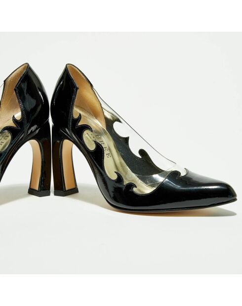 Escarpins en Cuir Vernis Liama noirs - Talon 9 cm