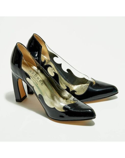 Escarpins en Cuir Vernis Liama noirs - Talon 9 cm
