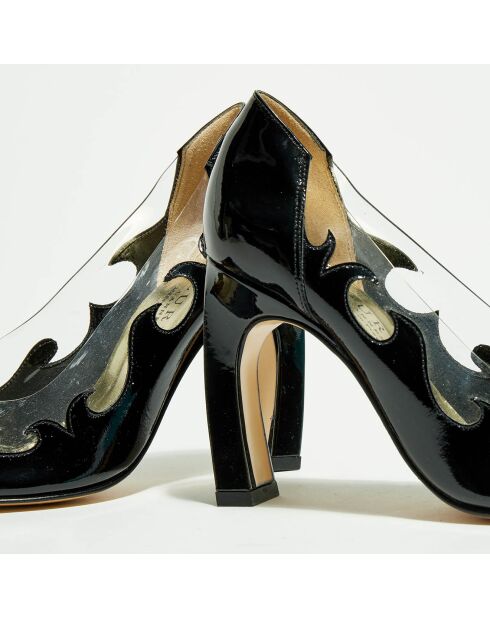 Escarpins en Cuir Vernis Liama noirs - Talon 9 cm