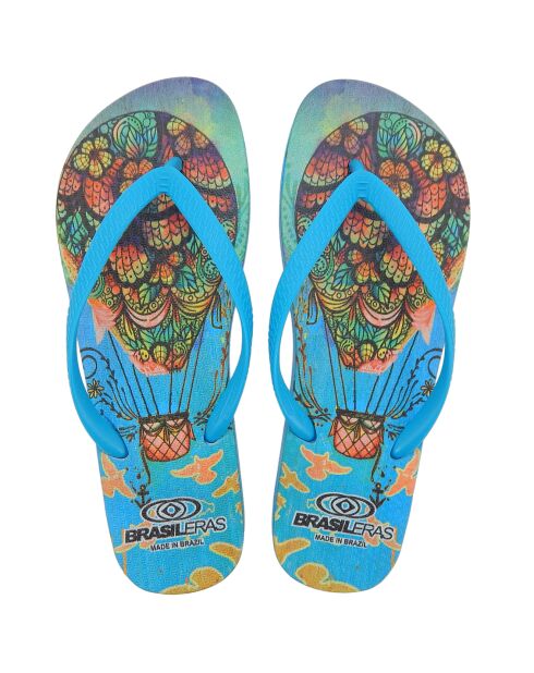 Tongs Printed Pop Art Pamela bleu ciel