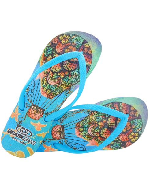 Tongs Printed Pop Art Pamela bleu ciel