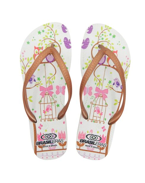 Bruine teenslippers van Pop Art Noal met print