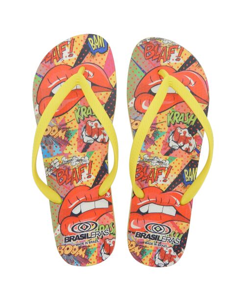 Tongs Printed Pop Art Lenna jaunes