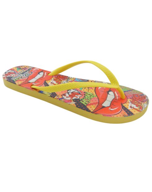 Tongs Printed Pop Art Lenna jaunes