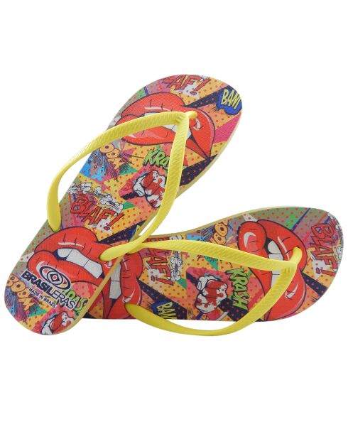 Tongs Printed Pop Art Lenna jaunes