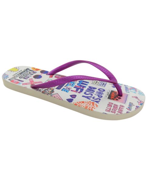 Chanclas de arte pop con estampado morado de Ellia