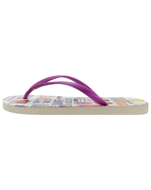 Chanclas de arte pop con estampado morado de Ellia