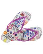 Chanclas de arte pop con estampado morado de Ellia