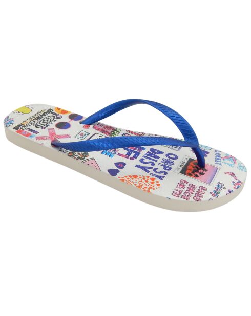 Tongs Printed Pop Art Sandra bleu royal