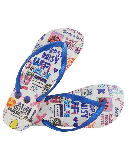 Tongs Printed Pop Art Sandra bleu royal