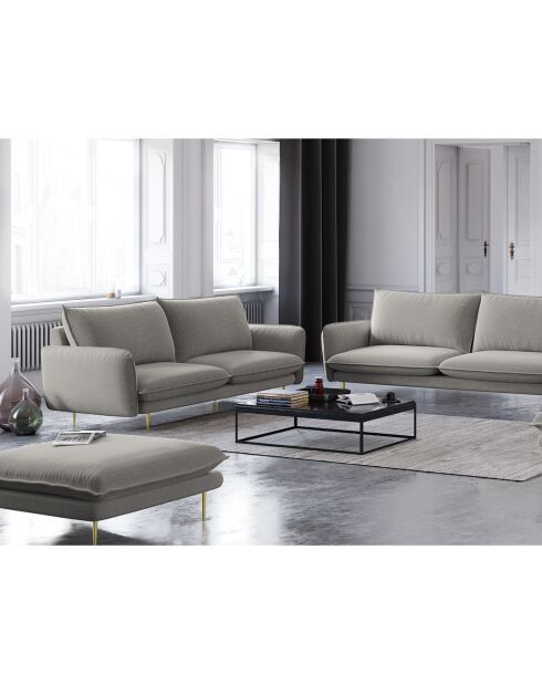 Canapé 2 places en Tissu Vienna gris clair - 160x92x95 cm