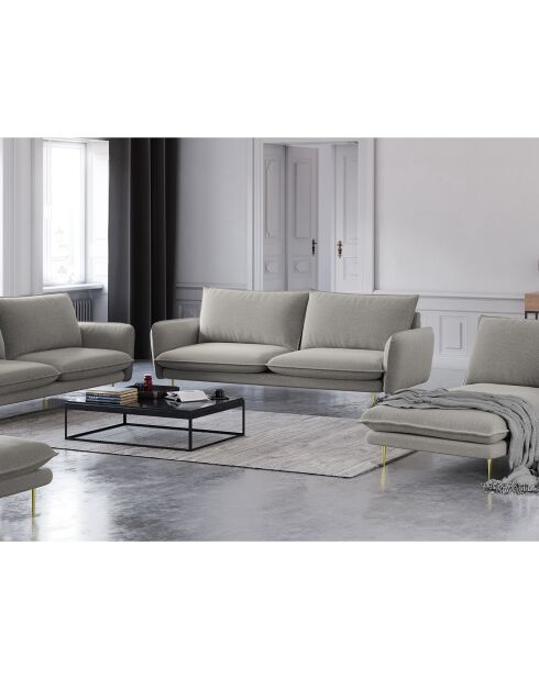 Canapé 3 places en Tissu Vienna gris clair - 200x92x95 cm