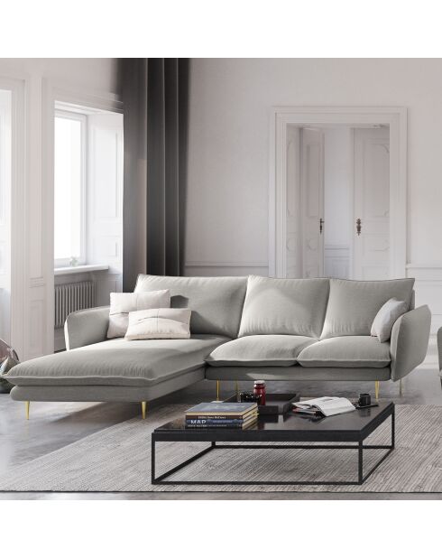 Canapé d'Angle Gauche en Tissu Vienna gris clair - 255x170x95 cm