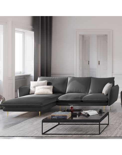 Canapé d'Angle Gauche en Tissu Vienna gris foncé - 255x170x95 cm