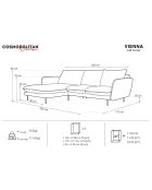 Canapé d'Angle Gauche en Tissu Vienna gris foncé - 255x170x95 cm