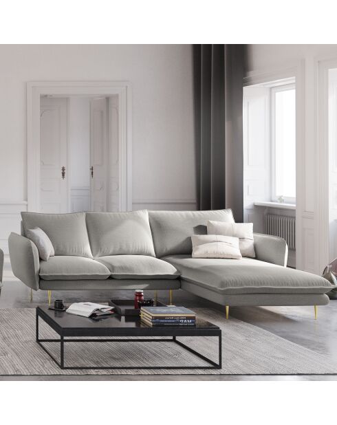 Canapé d'Angle Droit en Tissu Vienna gris clair - 255x170x95 cm