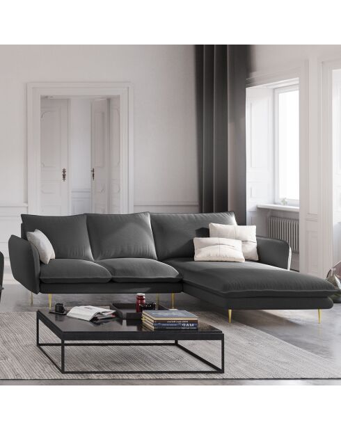 Canapé d'Angle Droit en Tissu Vienna gris foncé - 255x170x95 cm