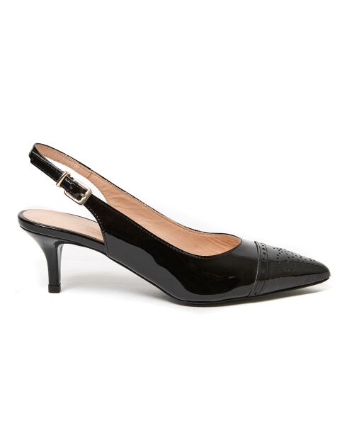 Slingbacks en Cuir Salomé noirs - Talon 5 cm