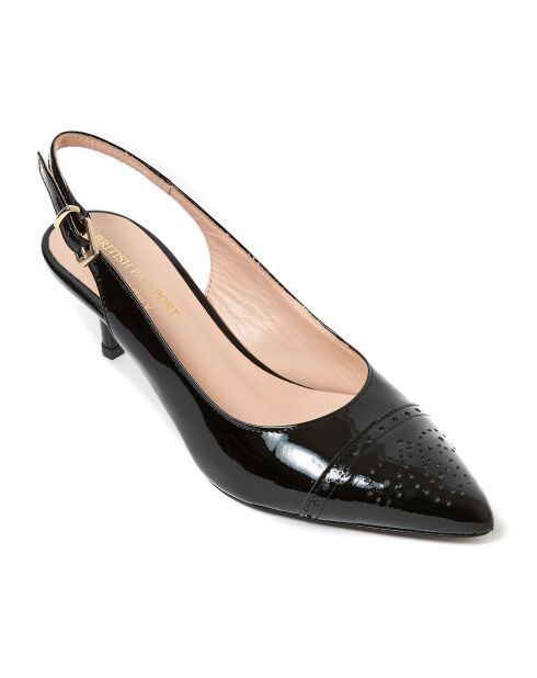 Slingbacks en Cuir Salomé noirs - Talon 5 cm