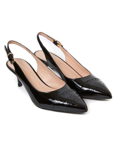 Slingbacks en Cuir Salomé noirs - Talon 5 cm