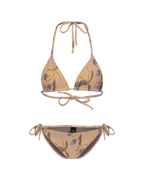 Haut de Maillot triangle Palme Moi imprimé jaune