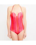 Maillot 1 pièce push-up Summer Stripe à rayures rouge