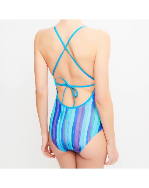 Summer Stripe blauw gestreept badpak uit één stuk