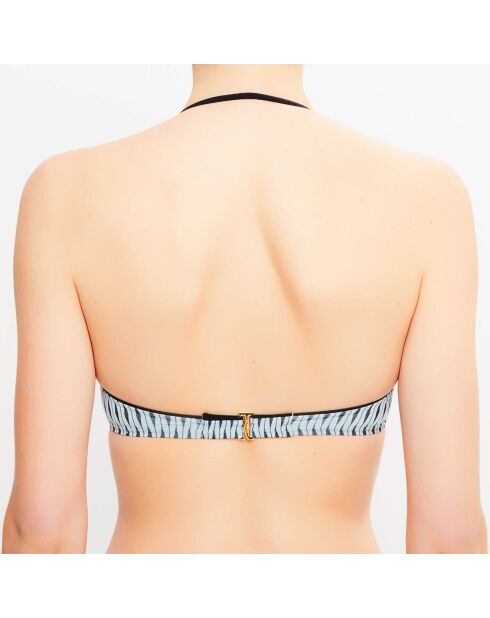 Eva bandeau-bikinitop met turquoise/zwarte print