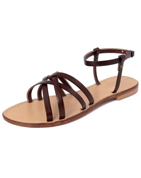 Sophie donkerbruine leren sandalen