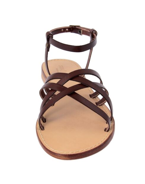 Sophie donkerbruine leren sandalen