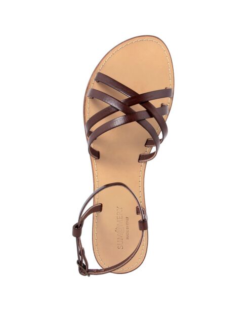Sophie donkerbruine leren sandalen